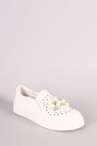 Bamboo Faux Jewels And Pearls Embellished Slip-On Sneaker