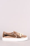 Bamboo Faux Jewels And Pearls Embellished Patent Slip-On Sneaker
