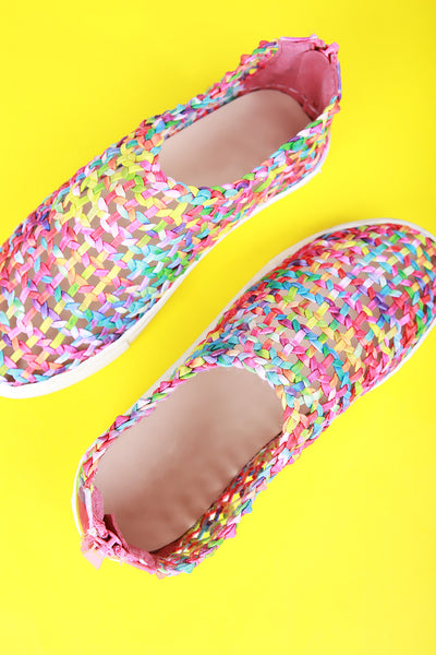 Colorful Kaleidoscope Print Woven Sneaker