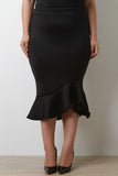Beaded Ruffle Asymmetrical Midi Skirt