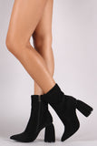 Ridgy Velvet Pointy Toe Curved Cylindrical Heeled Booties