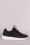 Encrusted Sparkling Glitter Lace Up Rigged Sneaker
