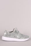 Encrusted Sparkling Glitter Lace Up Rigged Sneaker