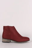 Bamboo Suede Almond Toe Flat Booties