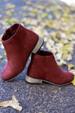 Bamboo Suede Almond Toe Flat Booties