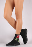 Liliana Floral Applique Knit High Top Sneaker Booties