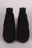 Perforated Suede Almond Toe Elastic Gore Chelsea Ankle Boots
