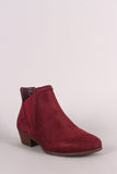 Perforated Suede Almond Toe Elastic Gore Chelsea Ankle Boots