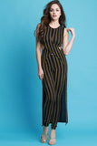 Metallic Striped Maxi Top With High Waisted Pants Set