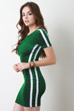 Glitter Knit Striped Mini Bodycon Dress