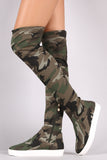 Camouflage Round Toe Over-The-Knee Sneaker Boots