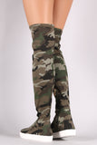 Camouflage Round Toe Over-The-Knee Sneaker Boots