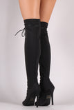 Elastane Lace Up Stiletto Over-The-Knee Boots