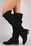 Wild Diva Lounge Suede Slouchy Riding Knee High Boots