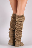 Wild Diva Lounge Suede Slouchy Riding Knee High Boots