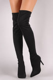Wild Diva Lounge Fitted Elastane Pointy Toe OTK Boots