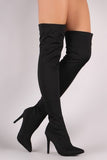 Wild Diva Lounge Fitted Elastane Pointy Toe OTK Boots