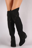 Bamboo Grommet Western Over the Knee Boots