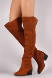 Bamboo Grommet Western Over the Knee Boots