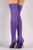 Anne Michelle Elastane Pointy Toe Stiletto Over-The-Knee Boots