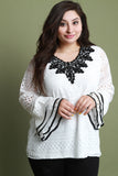 Embroidered Lace Trim Lace Top
