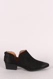 Qupid Suede Cutout Oil Finish Pointy Toe Ankle Booties