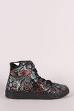 Bamboo Floral Brocade Lace-Up High Top Sneaker