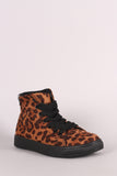 Bamboo Leopard Suede Lace-Up High Top Sneaker