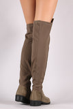 Suede Elastane Panel Over-The-Knee Riding Boots