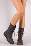 Round Toe Combat Lace-Up Boots