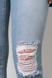 Distressed High Ankle Skinny Denim Jeans