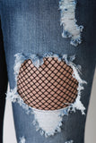 Diamond Fishnet Cutout Denim Jeans