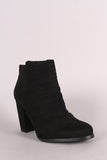 Bamboo Suede Slashed Chunky Heeled Ankle Boots