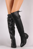 Bamboo Leather Back Lace-Up Over-The-Knee Riding Boots