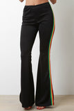 High Rise Side Striped Bell Bottom Pants