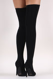 Stretched Knit Pointy Toe Sock Stiletto Over-The-Knee Boots