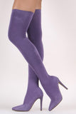 Stretched Knit Pointy Toe Sock Stiletto Over-The-Knee Boots