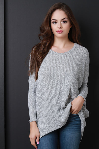 Oversized Knit Long Sleeves Pocket Sweater Top
