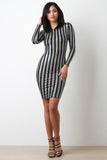 Holographic Striped Bodycon Dress