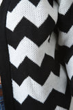 Thick Knit Chevron Stripe Longline Cardigan