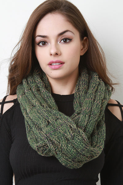 Multi Tone Cable Knit Infinity Scarf