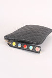Oversized Spike Quilted Convertible Clutch