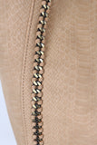 Snake Embossed Woven Chain Trim Tote