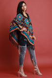Tribal Knit Fringe Poncho