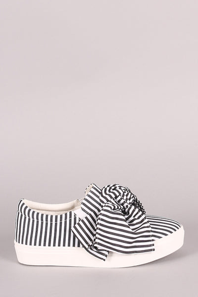 Striped Oversized Bow Slip-On Sneaker