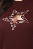 Rhinestone Cutout Stars Sweatshirt Shift Dress