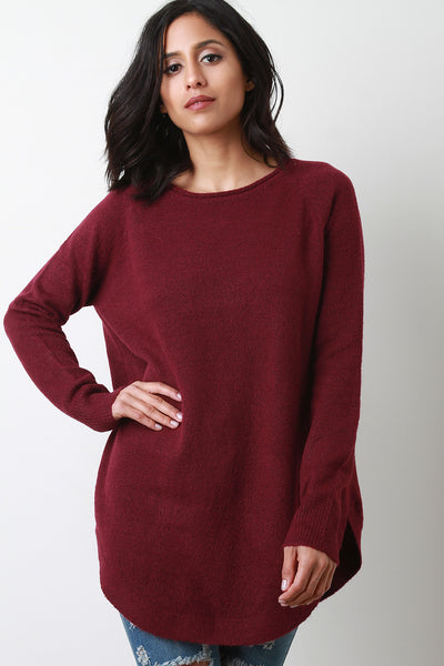 Thick Knit Raglan Sleeve Sweater Top