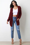 Cable Knit Open Front Longline Cardigan