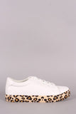 Qupid Leopard Sole Low Top Lace-Up Sneaker