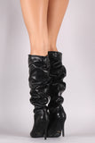 Anne Michelle Slouchy Pointy Toe Knee High Stiletto Boots